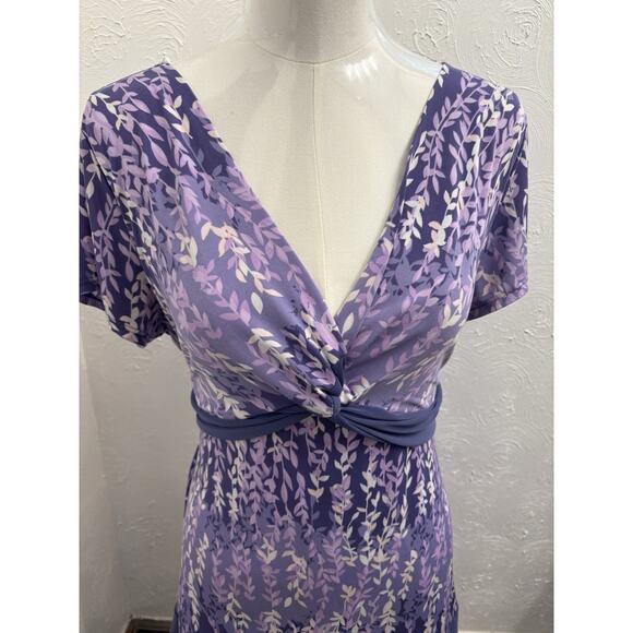 Vintage B. Moss Purple Twist Knot Front Short Sleeve Top Size Large Babydoll - Picture 2 of 6